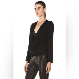Diane Von Furstenberg Issie Drape Blouse Black Women’s Size 6